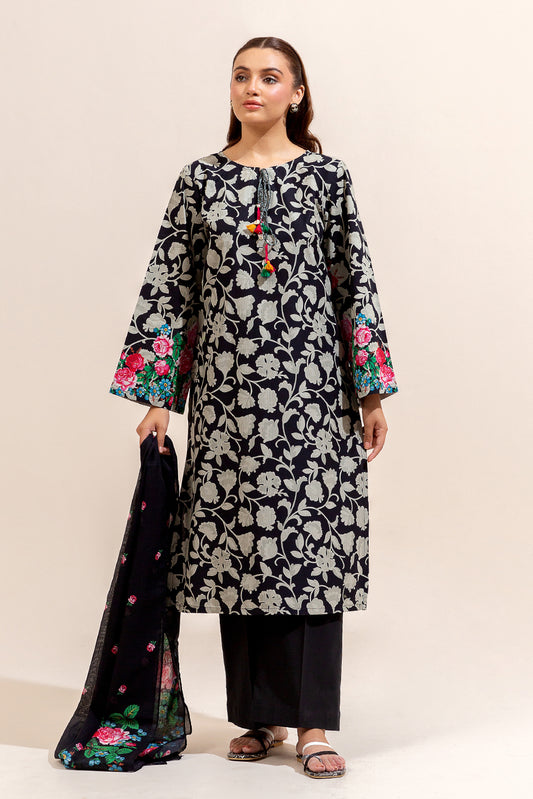 3 PIECE PRINTED LAWN SUIT-RAVEN BLOOM (UNSTITCHED)