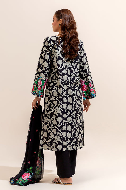 3 PIECE PRINTED LAWN SUIT-RAVEN BLOOM (UNSTITCHED)