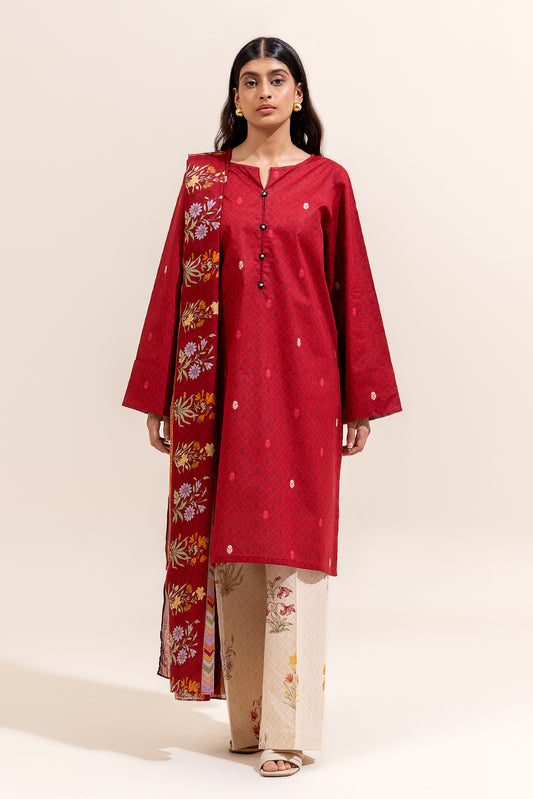 3 PIECE PRINTED LAWN SUIT-CRIMSON AURA (UNSTITCHED)