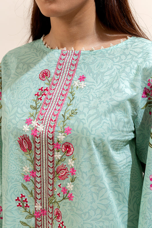 3 PIECE EMBROIDERED LAWN SUIT-TURQUOISE BLOOM (UNSTITCHED)