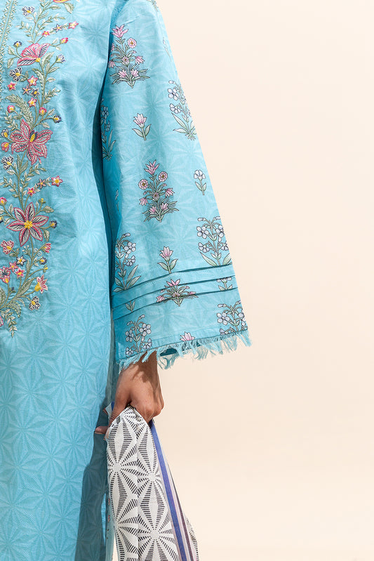 3 PIECE EMBROIDERED LAWN SUIT-CYAN WHISPER (UNSTITCHED)