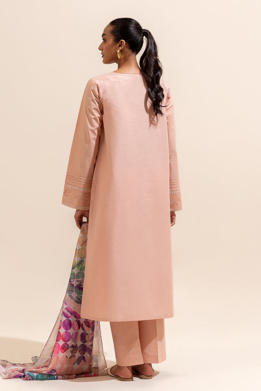 3 PIECE EMBROIDERED LAWN SUIT-CORAL BLOOM (UNSTITCHED)