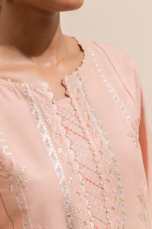 3 PIECE EMBROIDERED LAWN SUIT-CORAL BLOOM (UNSTITCHED)