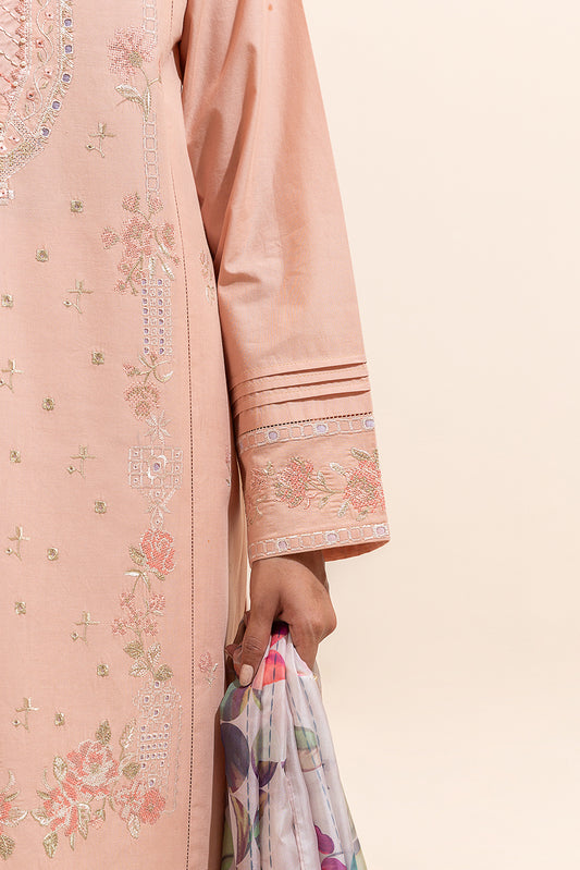 3 PIECE EMBROIDERED LAWN SUIT-CORAL BLOOM (UNSTITCHED)