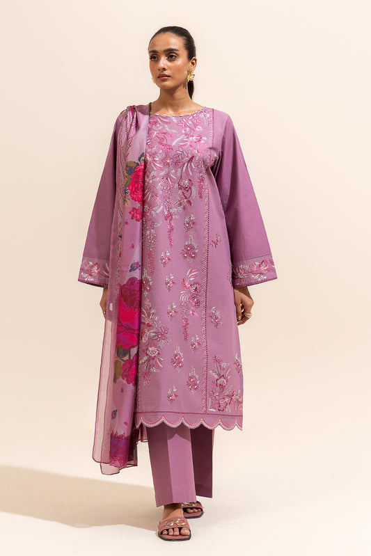 3 PIECE EMBROIDERED LAWN SUIT-ROUGE BLISS (UNSTITCHED)