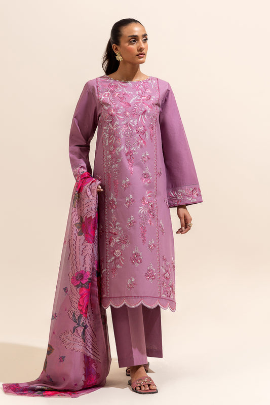 3 PIECE EMBROIDERED LAWN SUIT-ROUGE BLISS (UNSTITCHED)