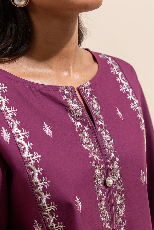 3 PIECE EMBROIDERED LAWN SUIT-PLUM GLAM (UNSTITCHED)