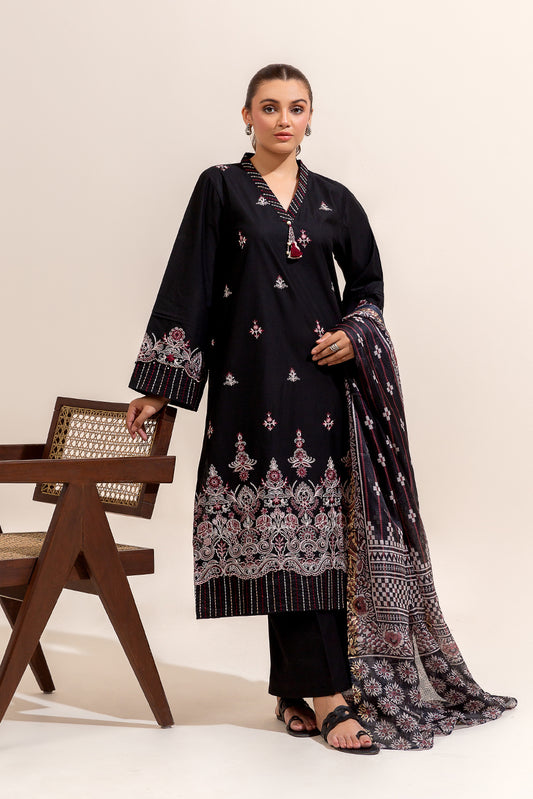 3 PIECE EMBROIDERED LAWN SUIT-PITCH VERVE (UNSTITCHED)