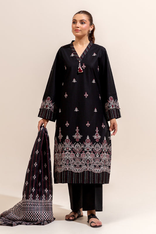 3 PIECE EMBROIDERED LAWN SUIT-PITCH VERVE (UNSTITCHED)