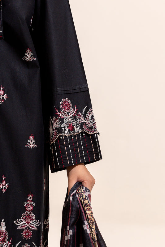 3 PIECE EMBROIDERED LAWN SUIT-PITCH VERVE (UNSTITCHED)