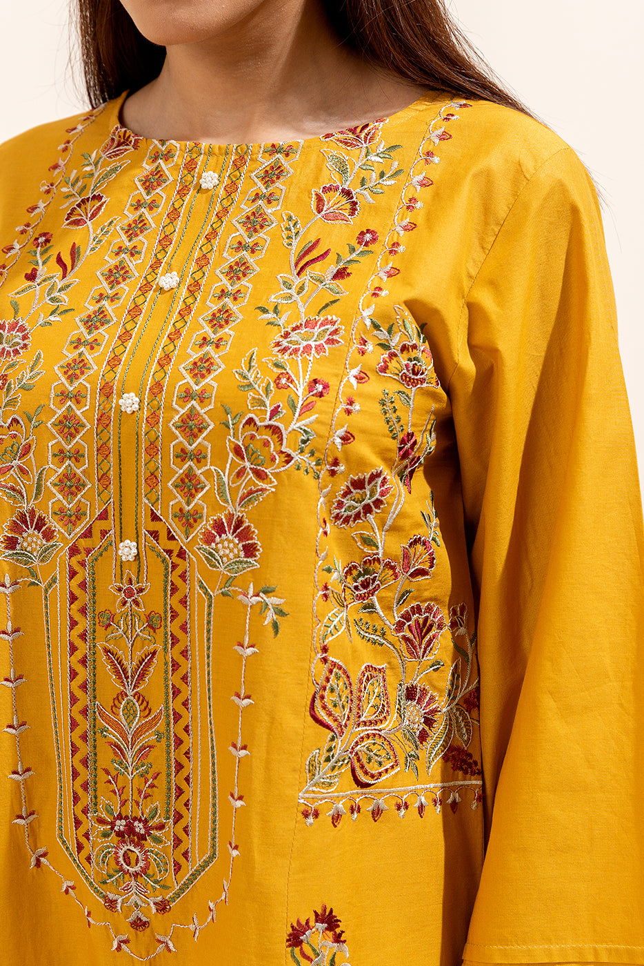 3 PIECE EMBROIDERED LAWN SUIT-VERDANT YELLOW (UNSTITCHED)