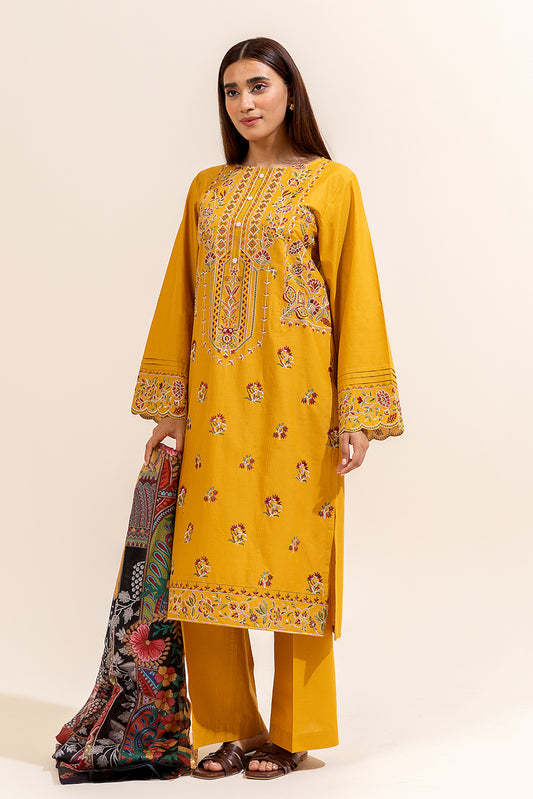 3 PIECE EMBROIDERED LAWN SUIT-VERDANT YELLOW (UNSTITCHED)