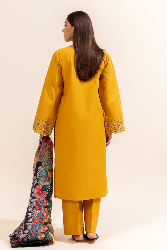 3 PIECE EMBROIDERED LAWN SUIT-VERDANT YELLOW (UNSTITCHED)