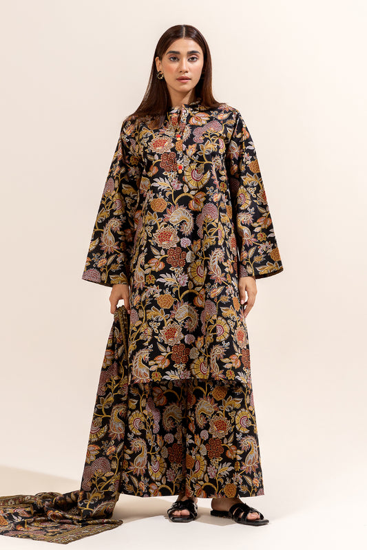 3 PIECE PRINTED LAWN SUIT-ETHNIC INK (UNSTITCHED)