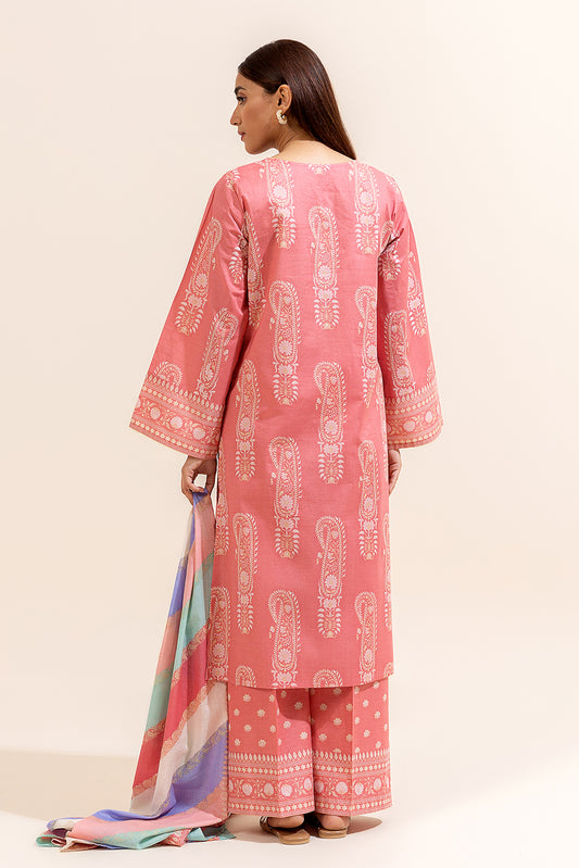 3 PIECE PRINTED LAWN SUIT-CLUSTER DUSK (UNSTITCHED)