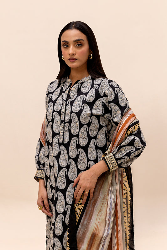 3 PIECE PRINTED LAWN SUIT-ONYX TRIBE (UNSTITCHED)