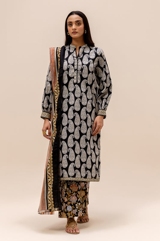 3 PIECE PRINTED LAWN SUIT-ONYX TRIBE (UNSTITCHED)