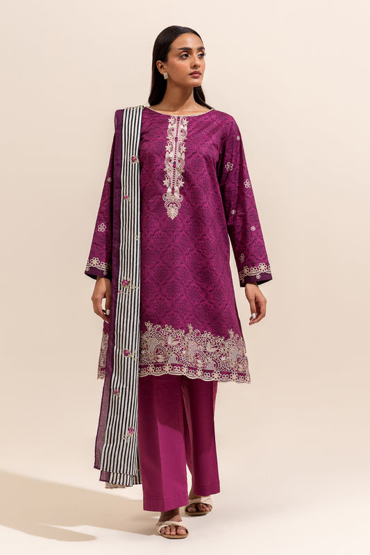 3 PIECE EMBROIDERED LAWN SUIT-MAGENTA VERVE ( UNSTITCHED)