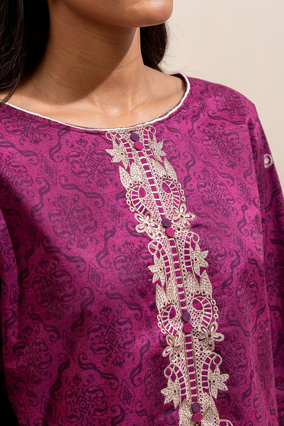 3 PIECE EMBROIDERED LAWN SUIT-MAGENTA VERVE ( UNSTITCHED)