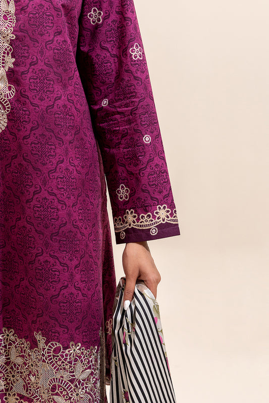 3 PIECE EMBROIDERED LAWN SUIT-MAGENTA VERVE ( UNSTITCHED)