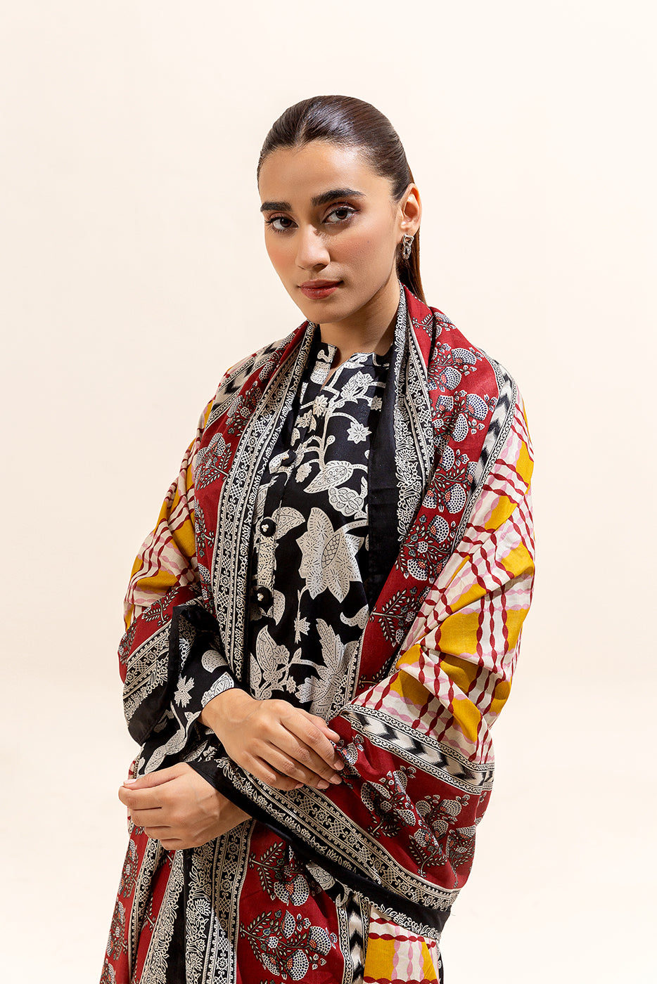 3 PIECE PRINTED LAWN SUIT-ONYX HAZE (UNSTITCHED)