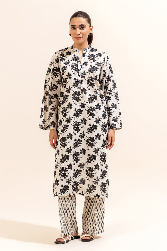 2 PIECE PRINTED LAWN SUIT-PORCELAIN SHADOW (UNSTITCHED)