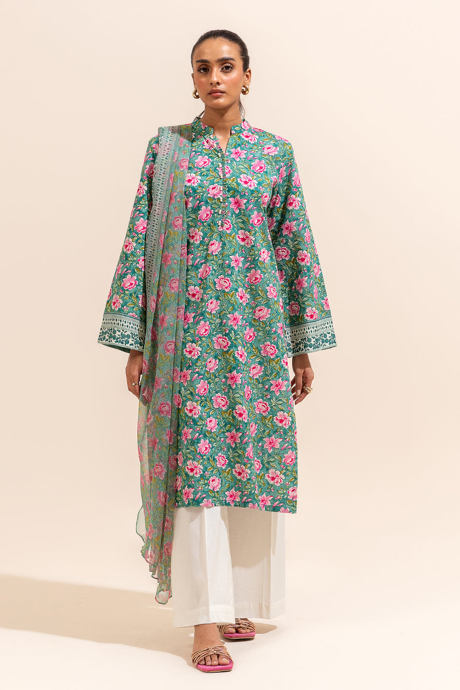 2 PIECE PRINTED LAWN SUIT-BASIL GLOOM (UNSTITCHED)