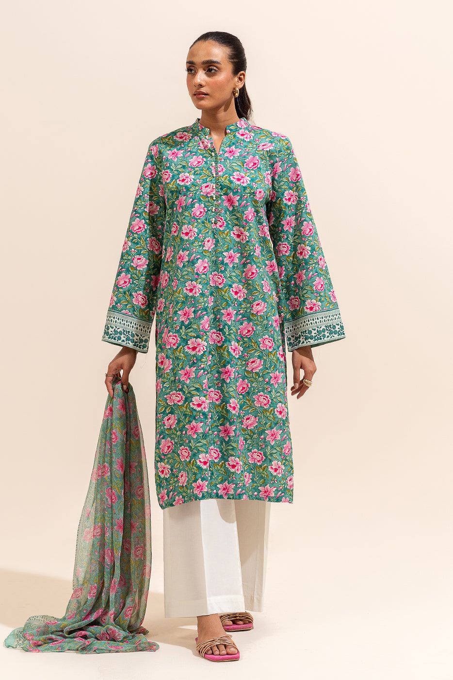 2 PIECE PRINTED LAWN SUIT-BASIL GLOOM (UNSTITCHED)