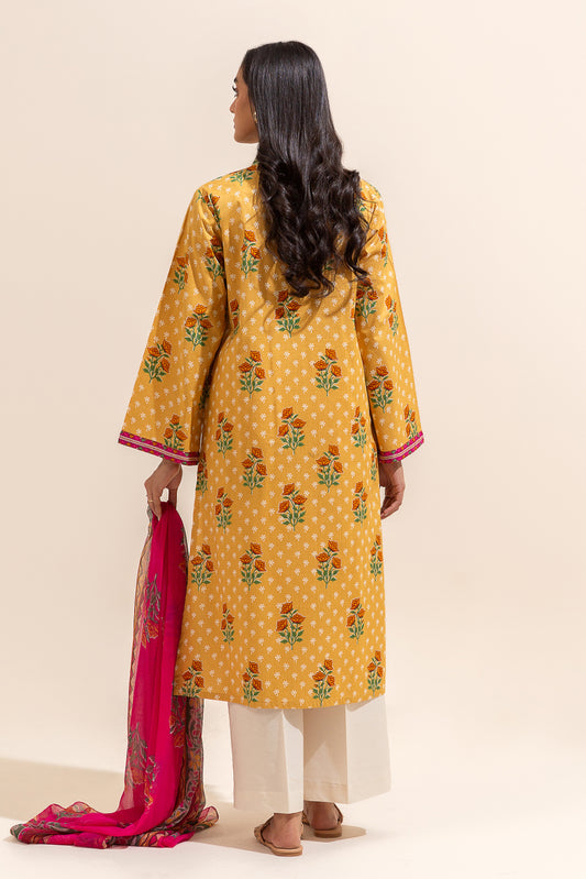 2 PIECE PRINTED LAWN SUIT-MUSTARD VINES (UNSTITCHED)