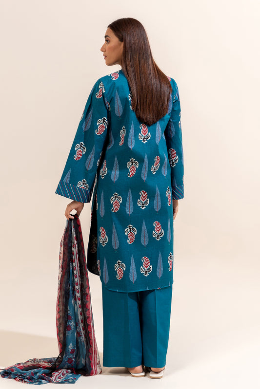 2 PIECE PRINTED LAWN SUIT-DEEP FLAIR (UNSTITCHED)