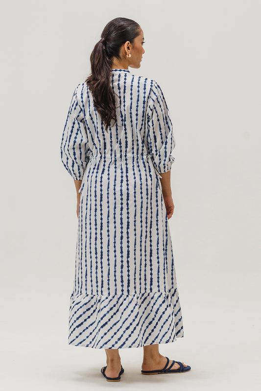 PRINTED BAND COLLAR DRESS