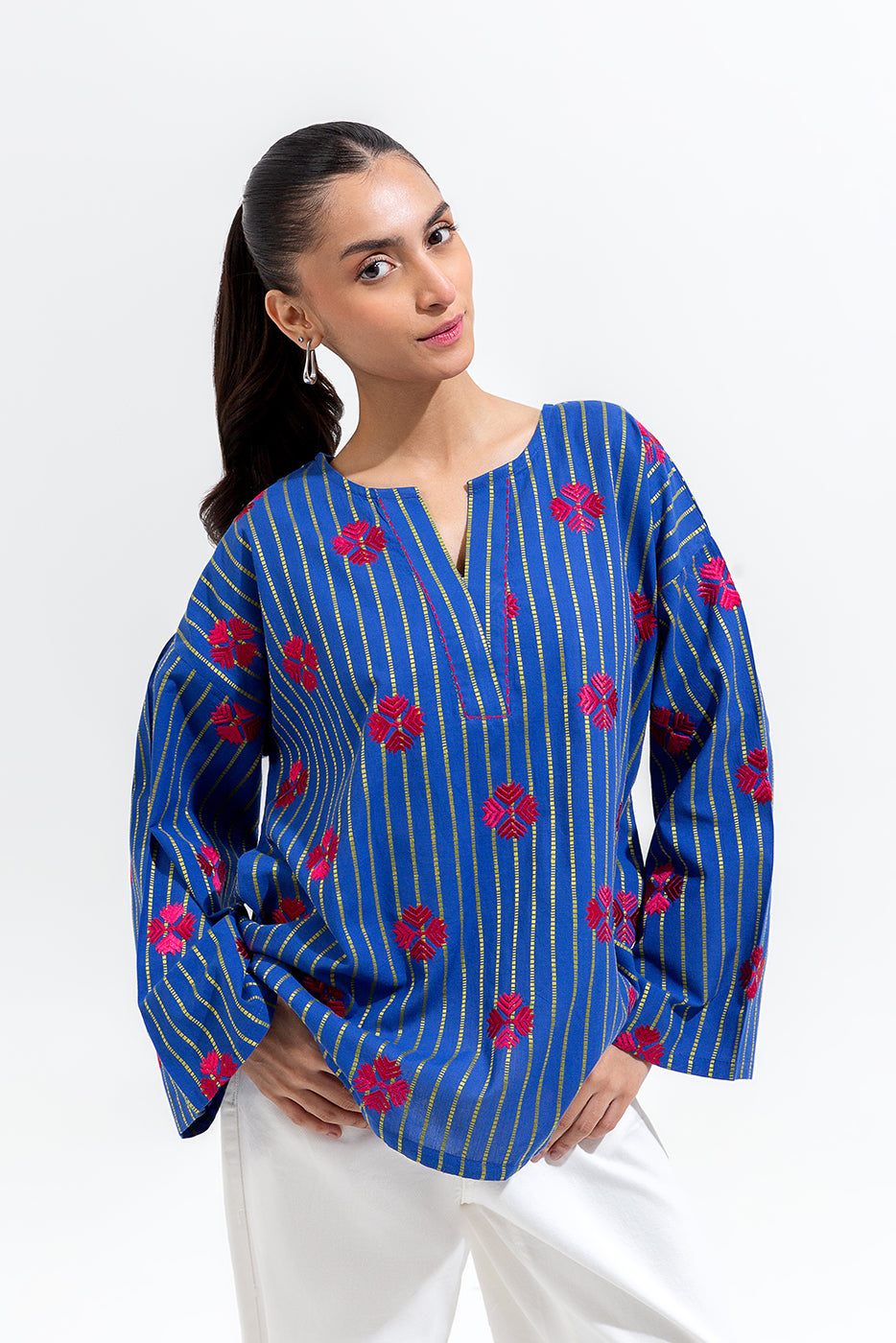 EMBROIDERED JACQUARD SHIRT (PRET)