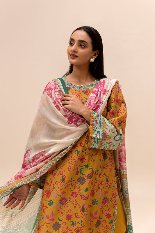 3 PIECE PRINTED LAWN SUIT-AMBER DUSK (UNSTITCHED)