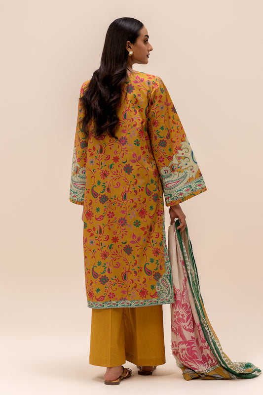 3 PIECE PRINTED LAWN SUIT-AMBER DUSK (UNSTITCHED)