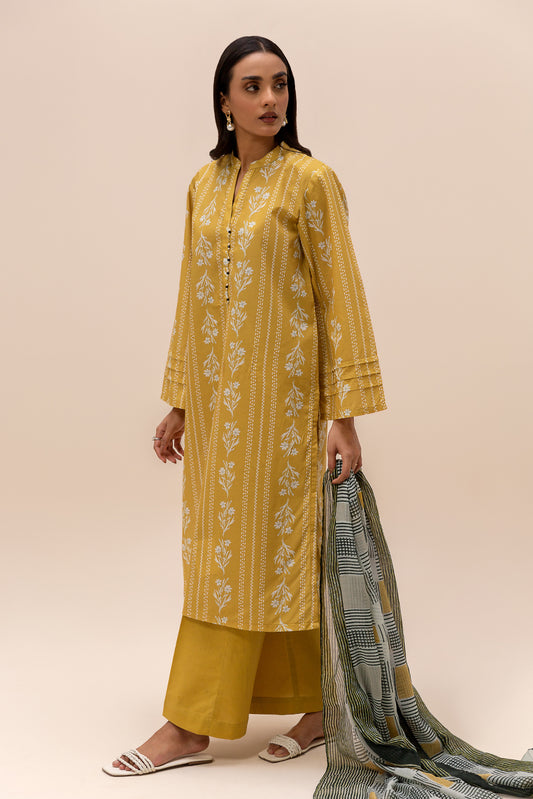 3 PIECE PRINTED LAWN SUIT-LIME GLAM (UNSTITCHED)