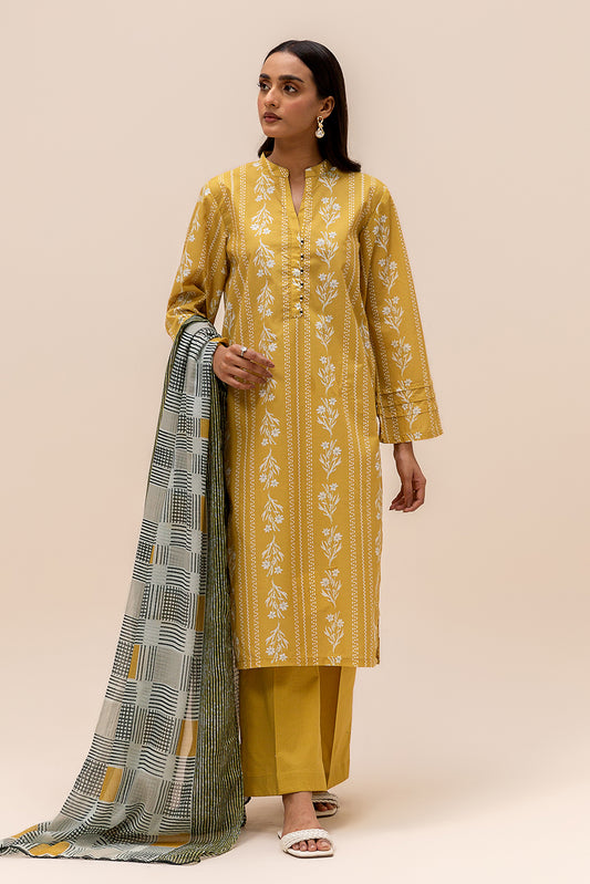 3 PIECE PRINTED LAWN SUIT-LIME GLAM (UNSTITCHED)