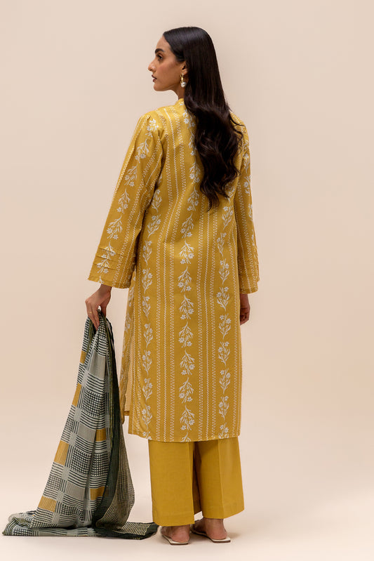 3 PIECE PRINTED LAWN SUIT-LIME GLAM (UNSTITCHED)