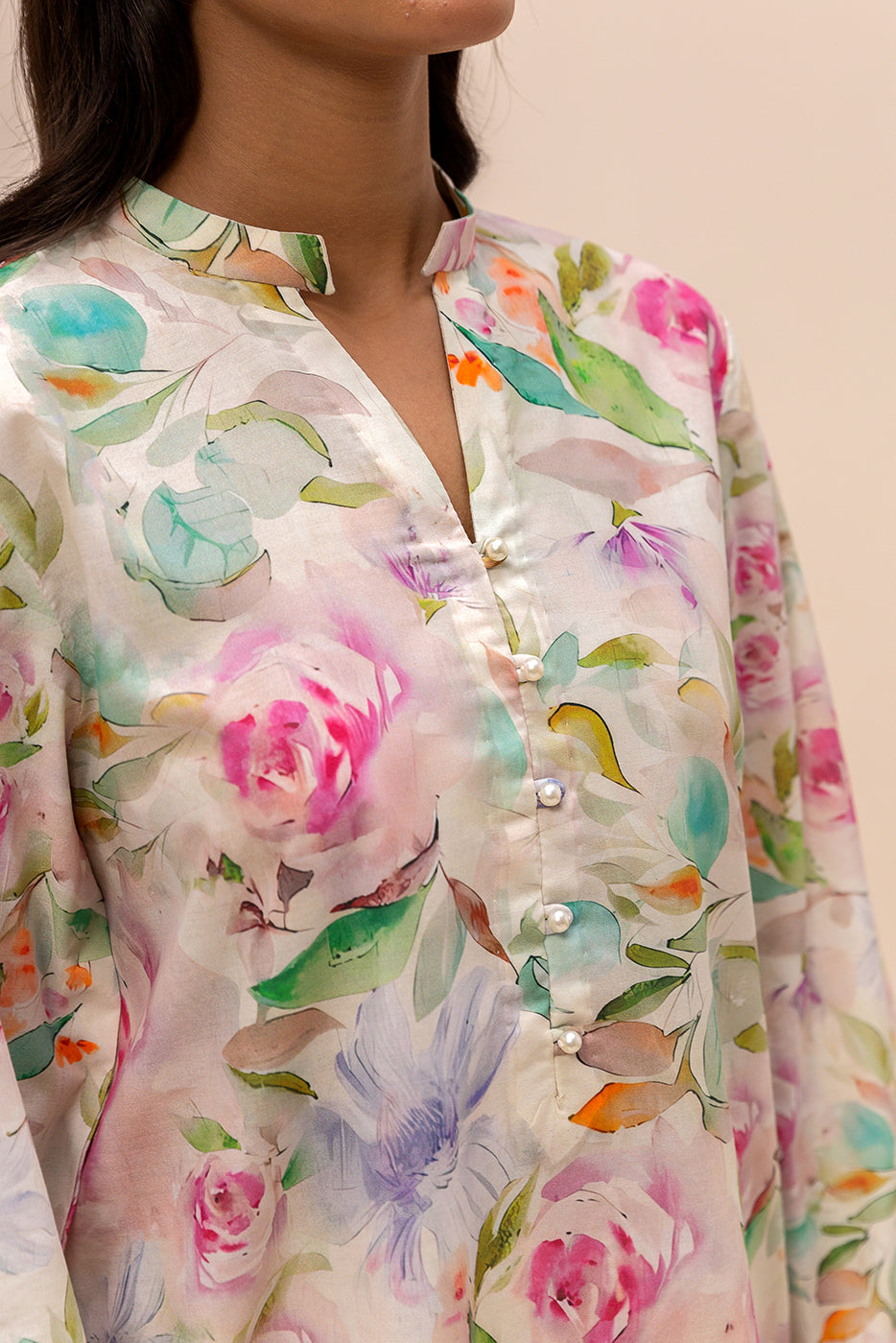 3 PIECE PRINTED LAWN SUIT-LILAC GARDENIA (UNSTITCHED)