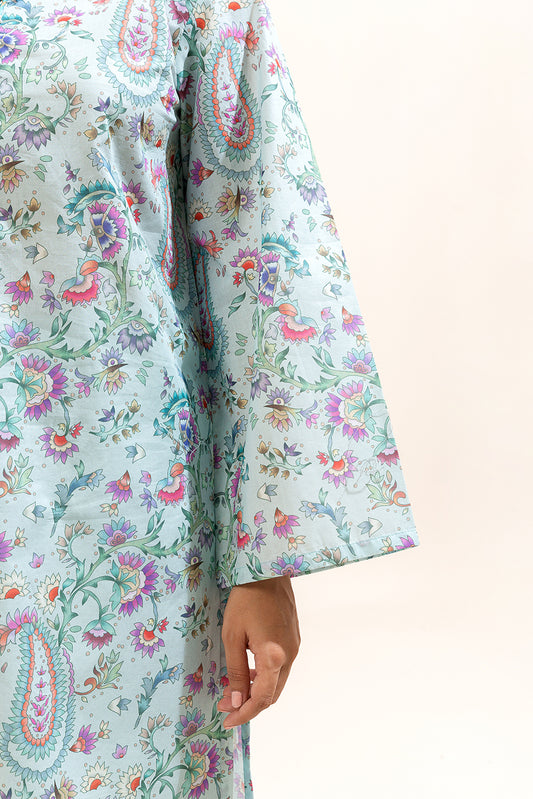 3 PIECE PRINTED LAWN SUIT-POWDER BLUE (UNSTITCHED)