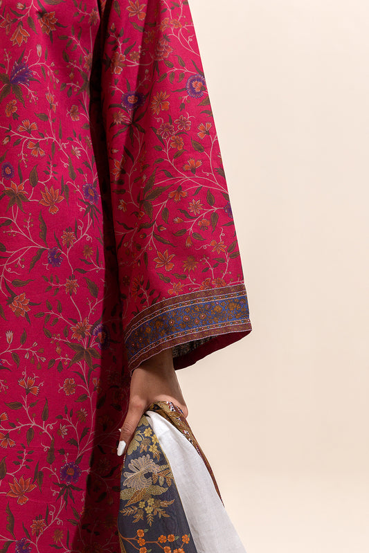 3 PIECE PRINTED LAWN SUIT-GARNET SMOKE ( UNSTITCHED)