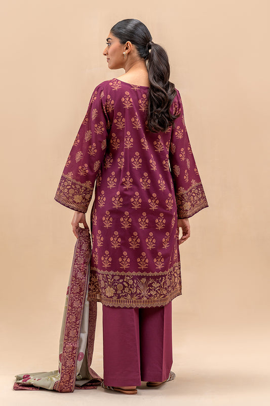 3 PIECE PRINTED LAWN SUIT-MULBERRY TALE (UNSTITCHED)