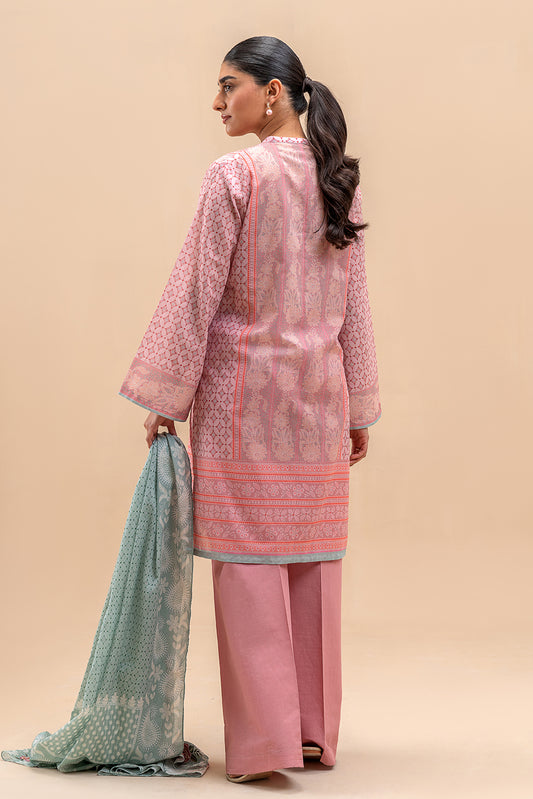 3 PIECE PRINTED LAWN SUIT-ROUGE BLUSH (UNSTITCHED)