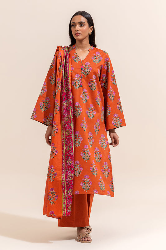 3 PIECE PRINTED LAWN SUIT-MANDARIN DREAM (UNSTITCHED)