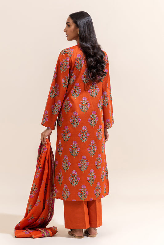 3 PIECE PRINTED LAWN SUIT-MANDARIN DREAM (UNSTITCHED)