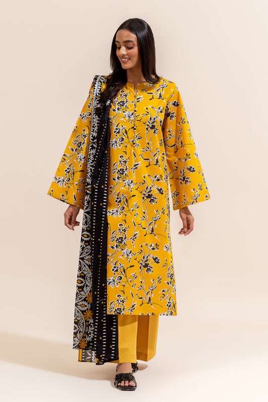 3 PIECE PRINTED LAWN SUIT-SUNBEAM (UNSTITCHED)