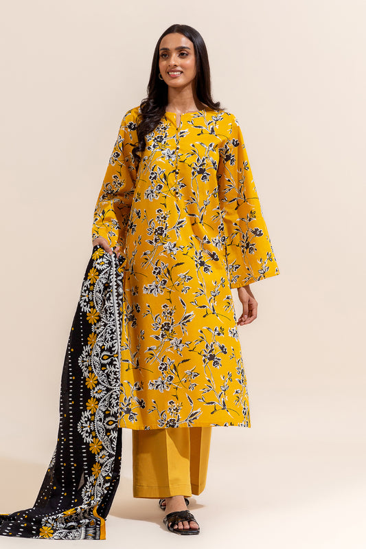 3 PIECE PRINTED LAWN SUIT-SUNBEAM (UNSTITCHED)