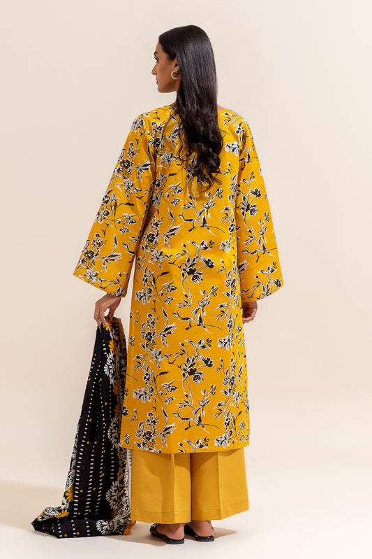 3 PIECE PRINTED LAWN SUIT-SUNBEAM (UNSTITCHED)