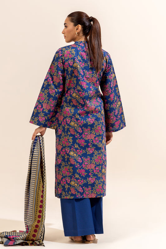 3 PIECE PRINTED LAWN SUIT-LAPIS GARDENIA (UNSTITCHED)