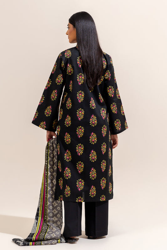 3 PIECE EMBROIDERED LAWN SUIT-TRIBAL COAL (UNSTITCHED)