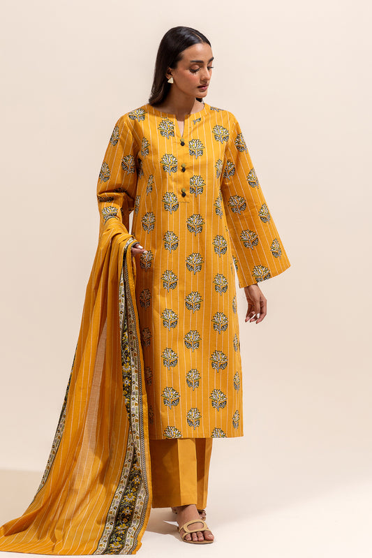 3 PIECE PRINTED LAWN SUIT-CANARY FLAIR ( UNSTITCHED)